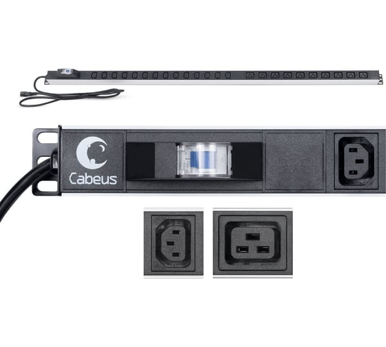 Вертикальный блок розеток Cabeus для 19" шкафов, 10 розеток IEC 320 C19, 14 розеток IEC 320 C13, 10А PDU-16-14C13-10C19-B-C14
