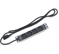 Горизонтальный блок евророзеток Cabeus для 10" шкафов, 4 розетки, 10 A, без выключателя, алюминиевый корпус, шнур 2 м, вилка IEC 320 C14 PDU-4P-2IEC