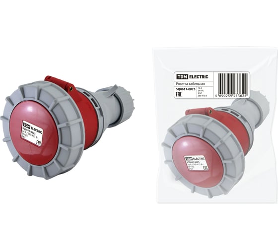 Кабельная розетка IP67 16А 3Р+РЕ 380В TDM SQ0611-0025 1