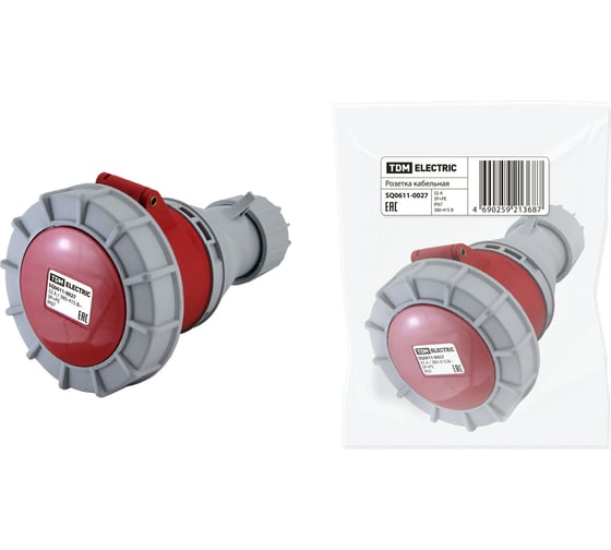 Кабельная розетка IP67 32А 3Р+РЕ 380В TDM SQ0611-0027 1