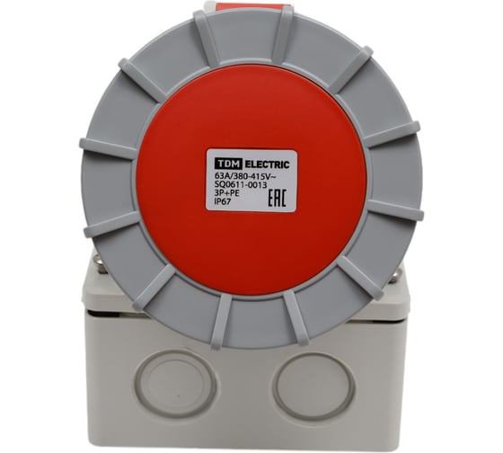 Розетка наружной установки IP67 63А 3Р+РЕ 380В TDM ELECTRIC SQ0611-0013