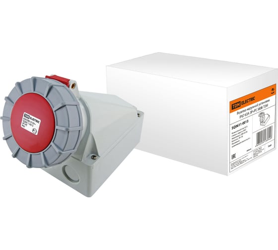 Розетка наружной установки IP67 63А 3Р+РЕ 380В TDM SQ0611-0013 1