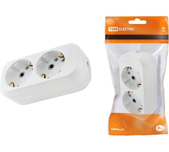 Розеточная колодка TDM ELECTRIC 2 гнезда 16А белая SQ1806-0015