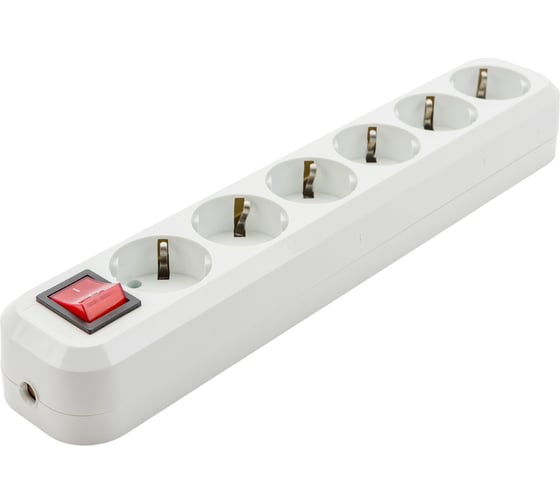 Розеточная колодка TDM ELECTRIC 6 гнезд 2П+З с выключателем 16А 250В белая SQ1806-0040