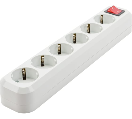 Розеточная колодка TDM ELECTRIC 6 гнезд 2П+З с выключателем 16А 250В белая SQ1806-0040