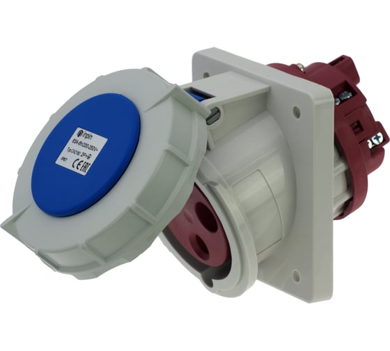 Встраиваемая наклонная розетка INPIN 63A/230V/1P+N+E/IP67, фланец 106x110 CA2180