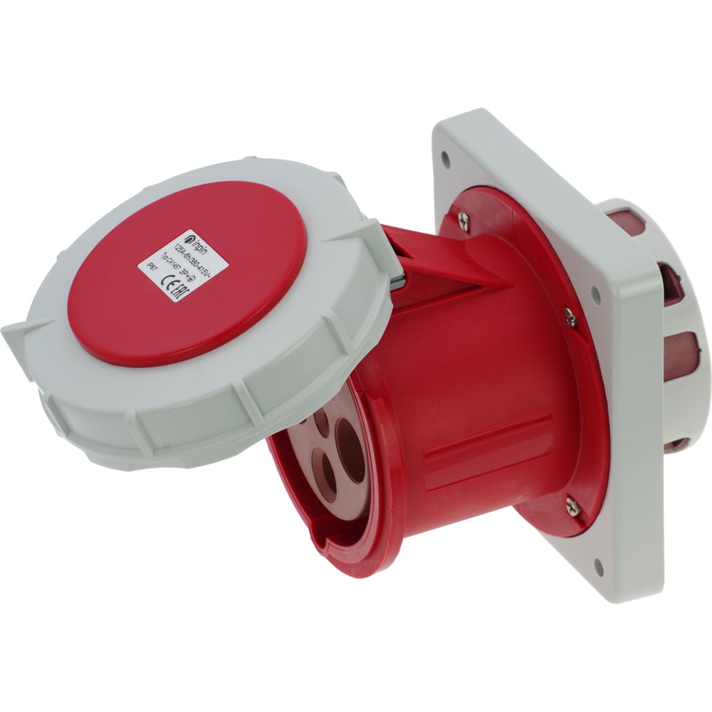 Встраиваемая наклонная розетка INPIN 16A/230V/1P+N+E/IP67, фланец 64x74 ...