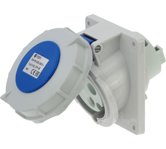 Встраиваемая наклонная розетка INPIN 32A/230V/1P+N+E/IP67, фланец 92x100 CA1502