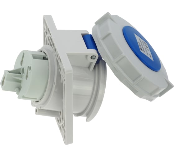 Встраиваемая наклонная розетка INPIN 32A/230V/1P+N+E/IP67, фланец 92x100 CA1502