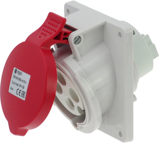 Встраиваемая наклонная розетка INPIN 32A/400V/3P+E/IP44, фланец 92x100 CA1496 1