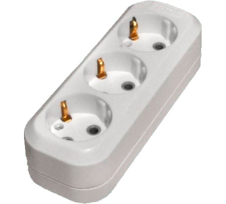 Колодка для удлинителя V.I.-TOK 3-е с заземлением полистирол /70/80/100/ 31000