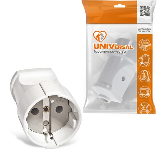 Штепсельное гнездо с/з, белое 16А 250В UNIVersal А102