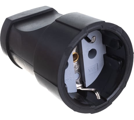 Штепсельное гнездо с/з, черное, ПВХ-облив 16А 250В UNIVersal ОА1020