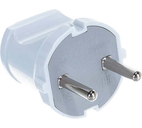 Вилка б/з, белая 6А 250В UNIVersal A113