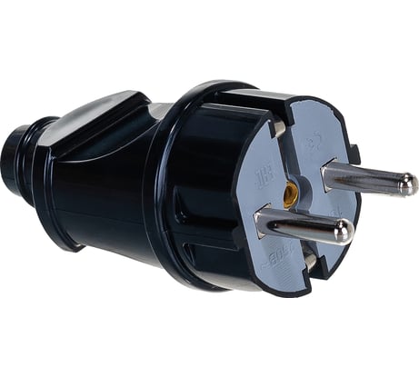 Прямая вилка с/з, черная 16А 250В UNIVersal А1010