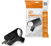 Угловая вилка с ушком, с/з, черная 16А 250В UNIVersal А0112