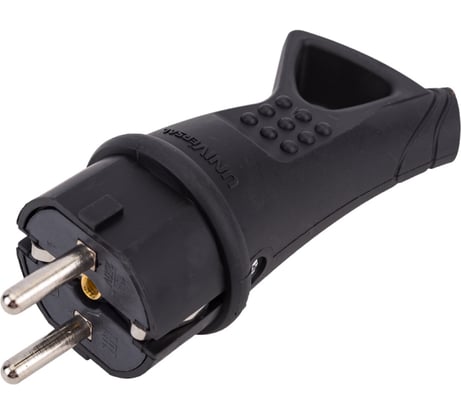 Угловая однофазная вилка с ушком, каучук UNIVersal 0003