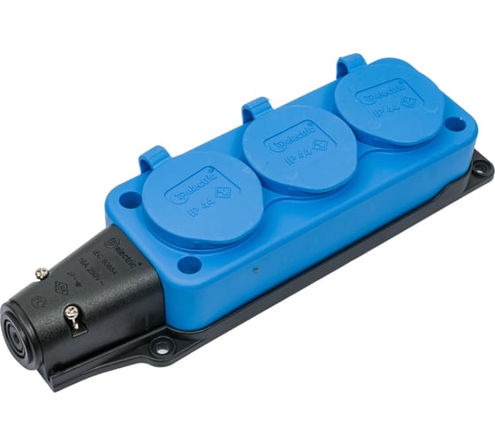 Тройная колодка TP Electric с заглушками, каучук, синяя 2P+E, 1х16A, 220-240V T-Plast 3101-308-0900 1