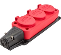 Тройная колодка TP Electric с заглушками, каучук, красная 2P+E, 1х16A, 220-240V 3101-308-1600
