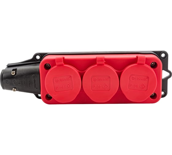 Тройная колодка TP Electric с заглушками, каучук, красная 2P+E, 1х16A, 220-240V 3101-308-1600