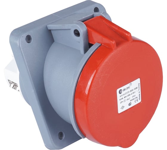 Розетка кабельная панельная угловая TP Electric 63А/400В/3P+N+E+P/IP67 (красный) 3133-309-1600 1