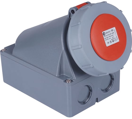 Розетка кабельная настенная угловая TP Electric 63А/400В/3P+E+P/IP67 (красный) 3132-307-1600 1