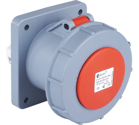 Розетка кабельная панельная TP Electric 63А/400В/3P+E+P/IP67 (красный) 3132-322-1600 1