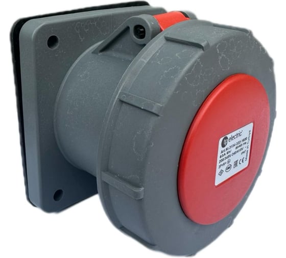 Розетка кабельная панельная TP Electric 63А/400В/3P+N+E+P/IP67 (красный) 3134-322-1600 1