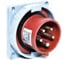 Станковая прямая вилка 3Р+Е+N 16A, 380-415V, IP67 T-Plast 31.06.320.1600 1