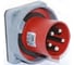 Станковая прямая вилка 3Р+Е+N+Pilot 125A, 380-415V, IP67 T-Plast 31.38.320.1600 1