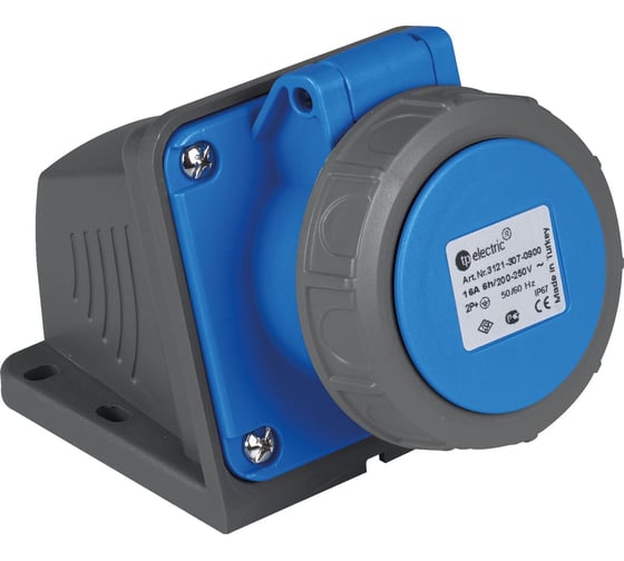 Розетка кабельная настенная угловая TP Electric 32A/240В/2P+E/IP67 (синий) 3125-307-0900 1