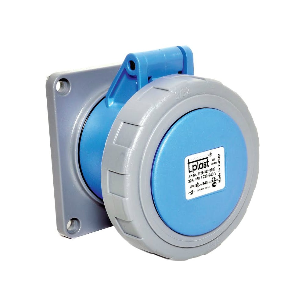 Станковая прямая розетка 2Р+Е 32A, 200-250V, IP67 T-Plast 31.25.322 ...