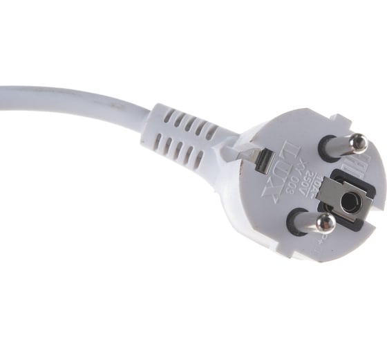 Сетевой шнур с вилкой V3 ПВС 3x0.75, 1.5м с з/к, белый LUX 4606400615804