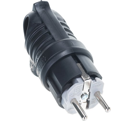 Каучуковая кабельная вилка с крючком 220В 16А с/з, IP44, чёрная BEMIS BK1-1402-2021 8698523910214
