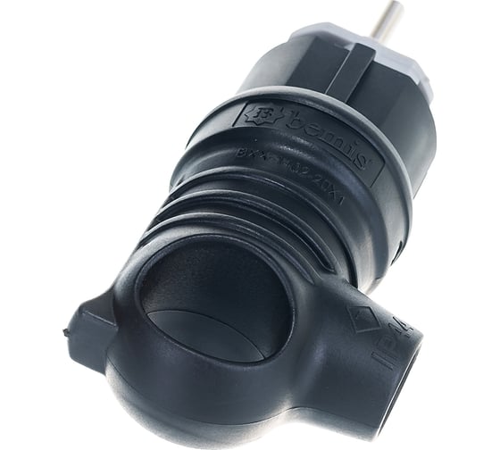 Каучуковая кабельная вилка с крючком 220В 16А с/з, IP44, чёрная BEMIS BK1-1402-2021 8698523910214