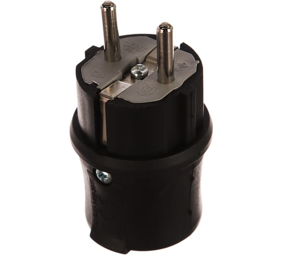 Каучуковая кабельная вилка 220В 16А с/з, IP44, чёрная BEMIS Econom BEM 11-101 8698523911013