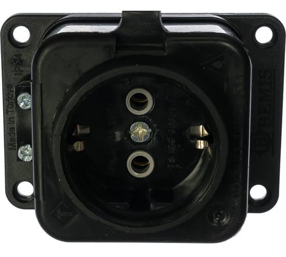Розетка о/у 1 гнездо с з/к и крышкой 220В 16А, IP54, чёрная BEMIS BK1-1402-2511/3511 8698523905111