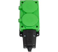 Штепсельная колодка NE-AD 2-гнезда с крышкой, с заземлением, 16А, IP54 (каучук), Зеленый 4132