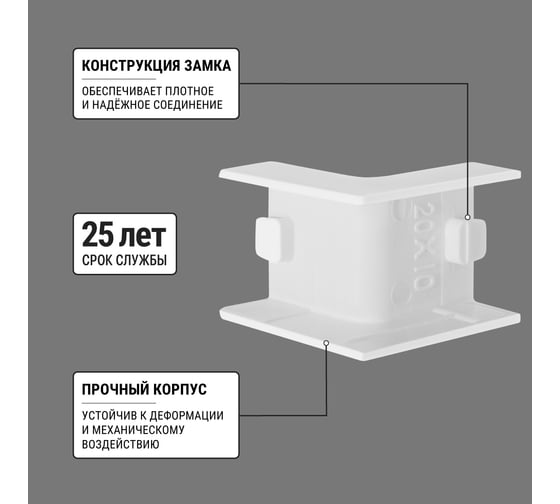 Внутренний угол TDM ELECTRIC КМВ, белый, 20х10 упаковка 4 шт SQ0411-0072
