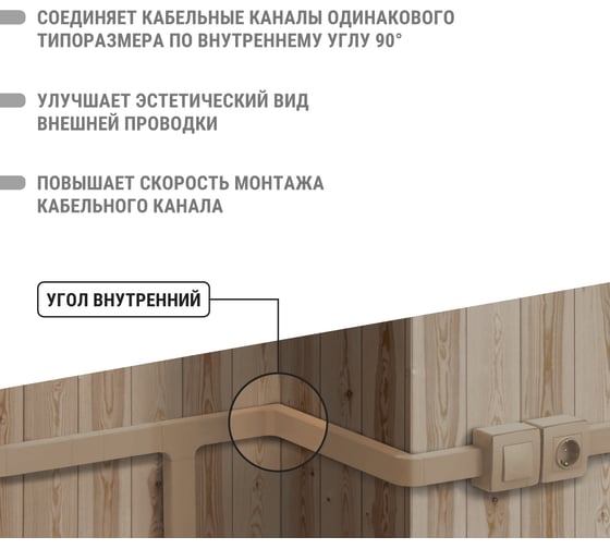 Внутренний угол TDM ELECTRIC КМВ, сосна, 16х16 упаковка 4 шт SQ0411-0221