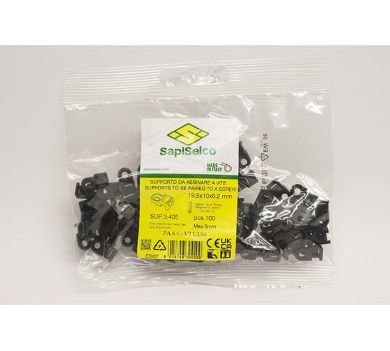 Держатель с отверстием черный уп. 100 шт. SapiSelco SUP.3.405