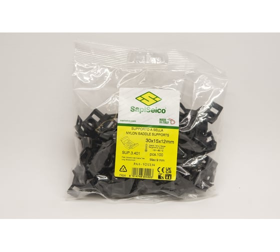 Держатель для стяжек черный уп.100 шт. SapiSelco SUP.3.401