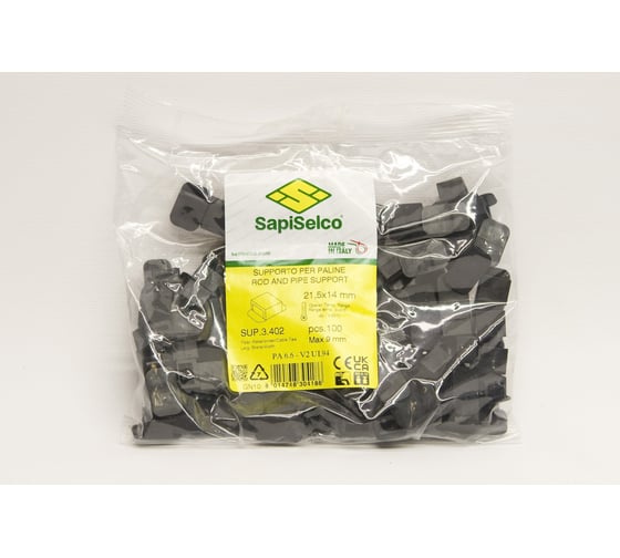 Держатель для двух стяжек черный уп.100 шт. SapiSelco SUP.3.402