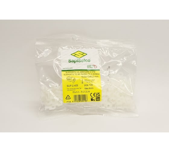 Держатель с отверстием белый уп.100 шт. SapiSelco SUP.2.405