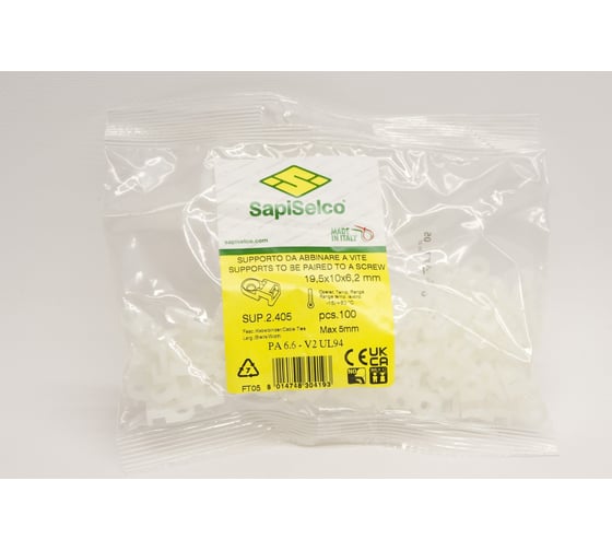 Держатель с отверстием белый уп.100 шт. SapiSelco SUP.2.405