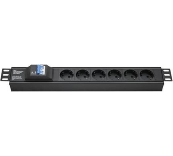 Блок распределения питания DKC (pdu) 19" 16a с автоматом 2p, вых:6 schuko, вх:schuko R519SH6CB