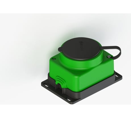 Штепсельная колодка NE-AD 1-гнездо с крышкой, с заземлением, 16А, IP44 (каучук), Зеленый 4503