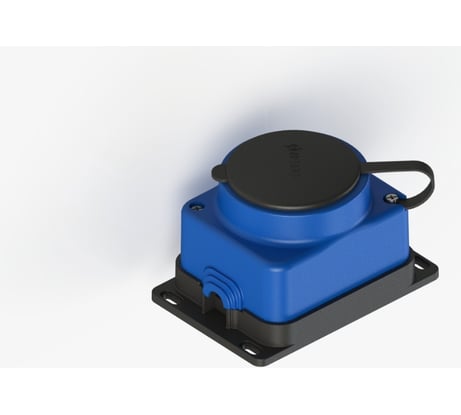Штепсельная колодка NE-AD 1-гнездо с крышкой, с заземлением, 16А, IP44 (каучук), Синий 4603
