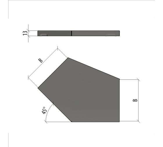 Крышка горизонтального угла Система КМ 45 гр. 200 мм ПЛЮС INOX304 PL6511 KGLplus45-200 INOX304