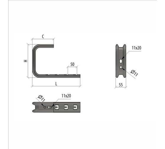 С-образный безвинтовой подвес для лотка Система КМ 300 мм INOX304 LO14848 SPVBV300 INOX304